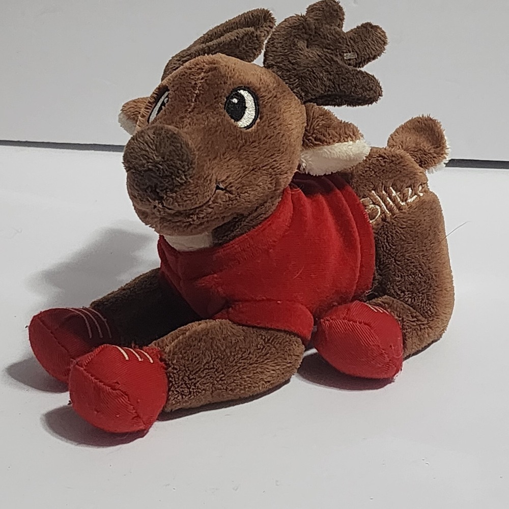 Dan Dee Blitzen Brown Reindeer Red Shoes & Shirt Plush Christmas 8" 2009